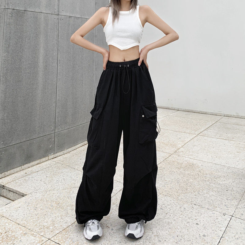 American Retro Cargo Pants for Women Straight Leg Loose Fit