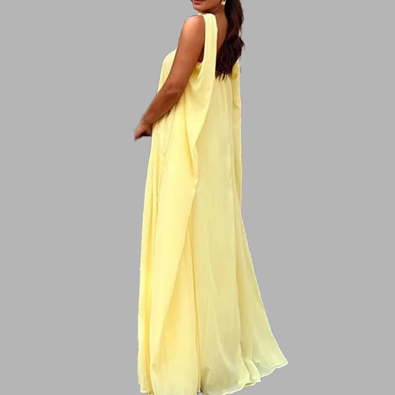 Women's Strapless Long Evening Dress Solid Color High Waist