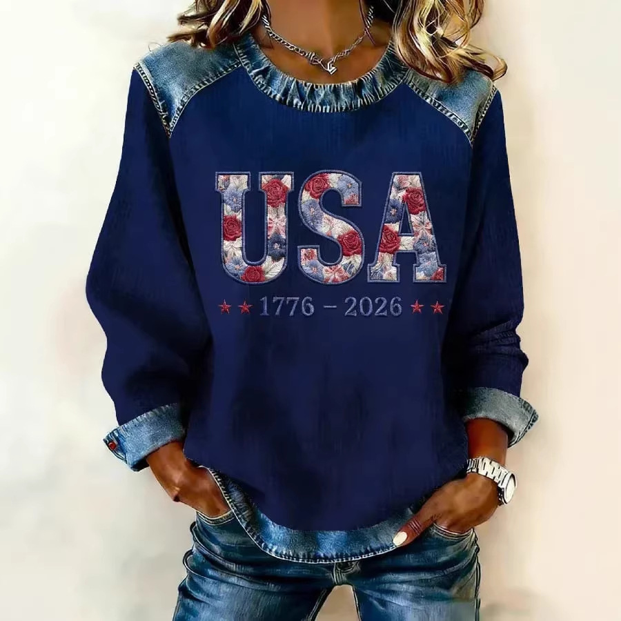 Women's USA Print Crewneck Sweatshirt