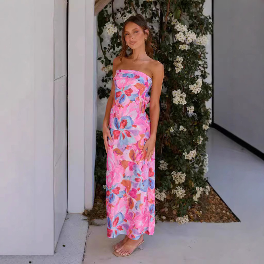 Satin Open-Back Strapless Bodycon Dress