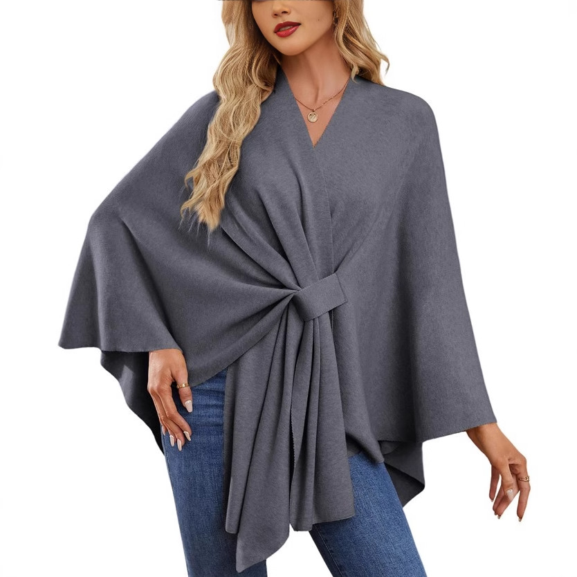 Women's Elegant One-Piece Solid Color Soft Cape Coat Poncho Top