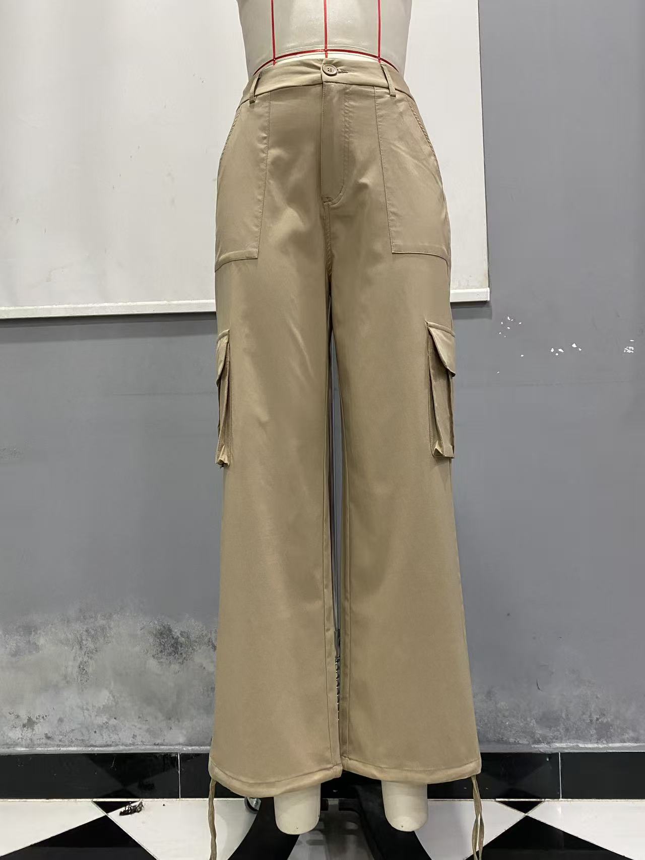 High-Waist Wide-Leg Cargo Pants with Pockets