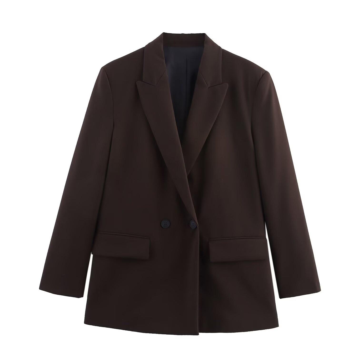 Women's Solid Button-Up Jacket Slim Fit V-Neck Long Sleeve