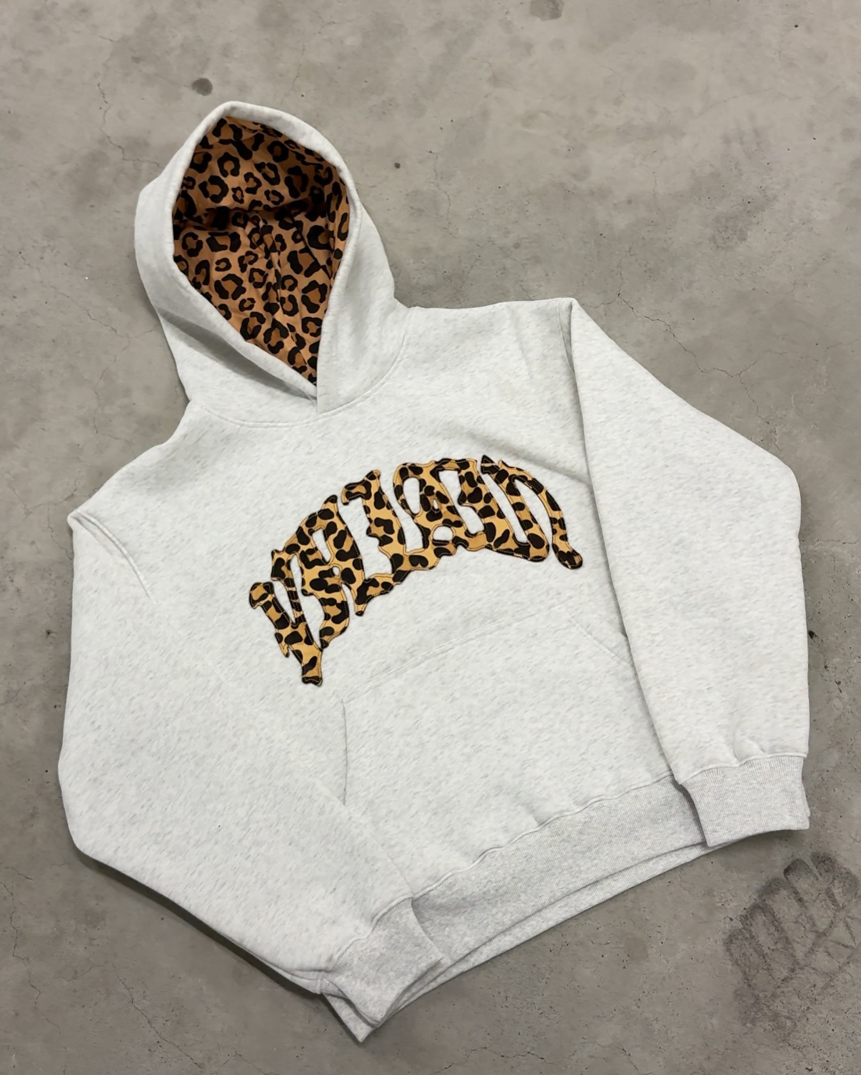 Unisex Leopard Print Embroidered Hoodie Set with Lined Hood