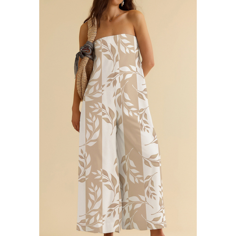 Striped Tube Top and Wide-Leg Pants Set