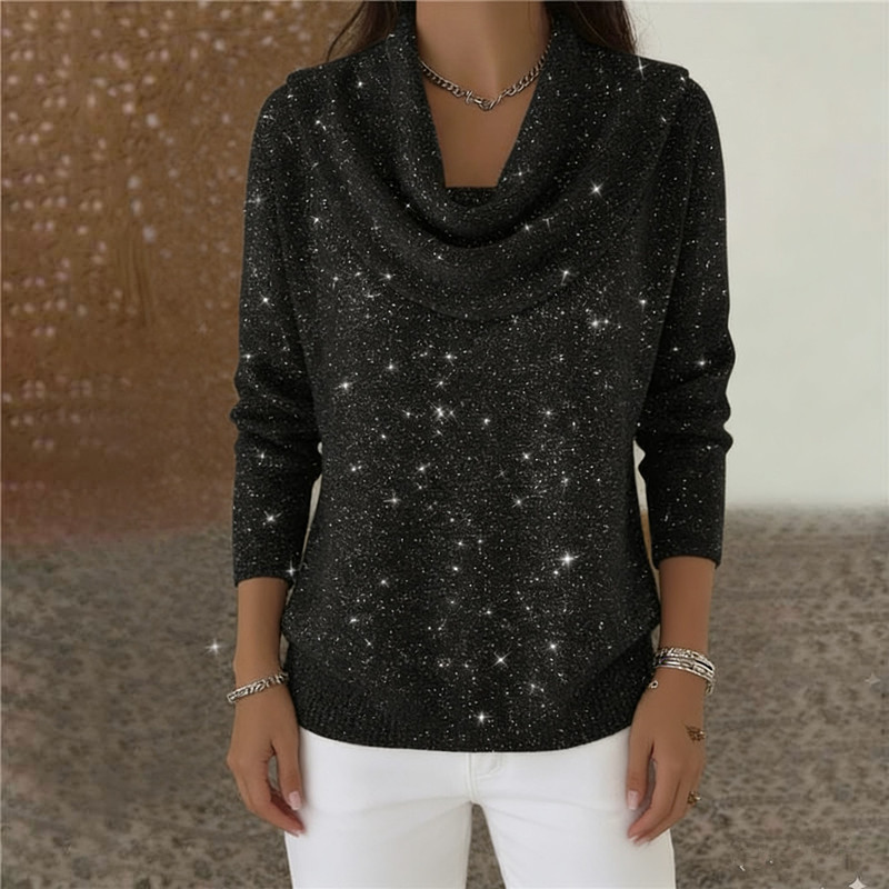 Women's Sequin Long Sleeve Knit Sweater Pullover