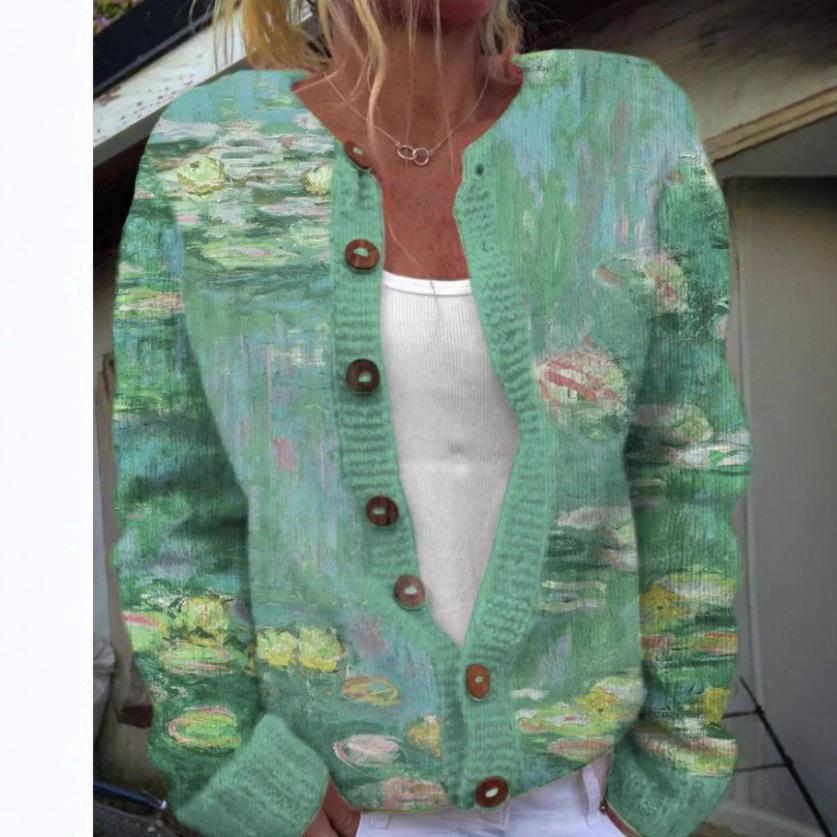 Women's Floral Print Button Cardigan Sweater