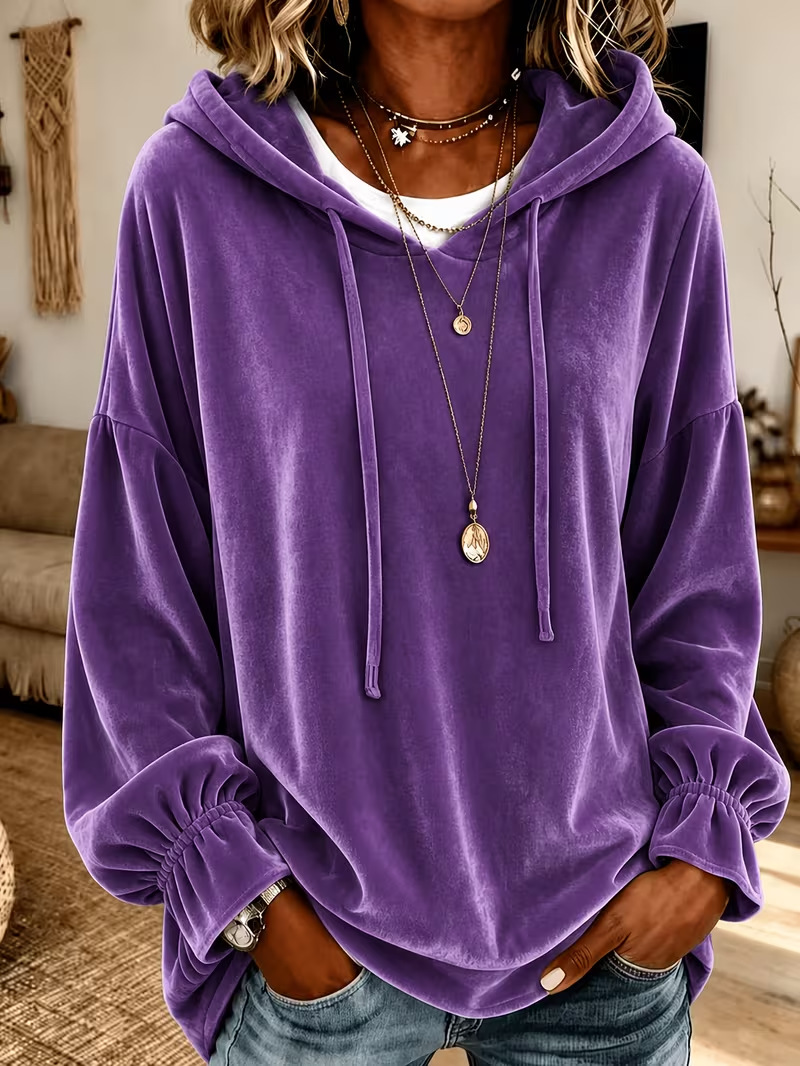 Anno Self-Developed 2026 Women's Autumn/Winter Hooded Sweatshirt Loose Drawstring Velvet Hoodie for Amazon Independent Station