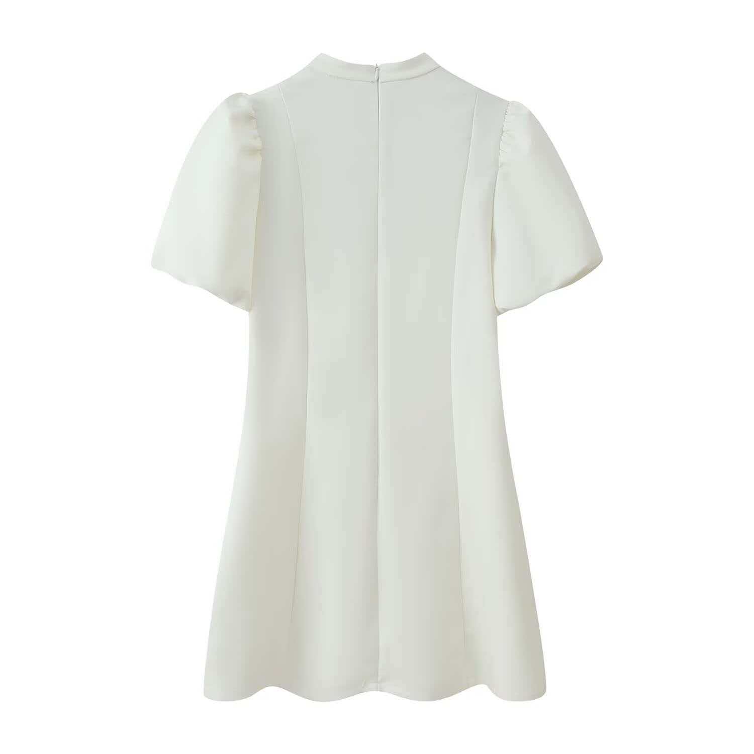 Women's Summer Round Neck Puff Sleeve Short Dress