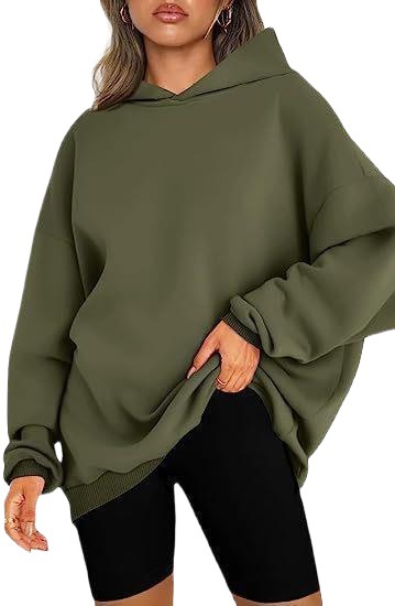 Women's Oversized Fleece-Lined Hooded Pullover Sweatshirt