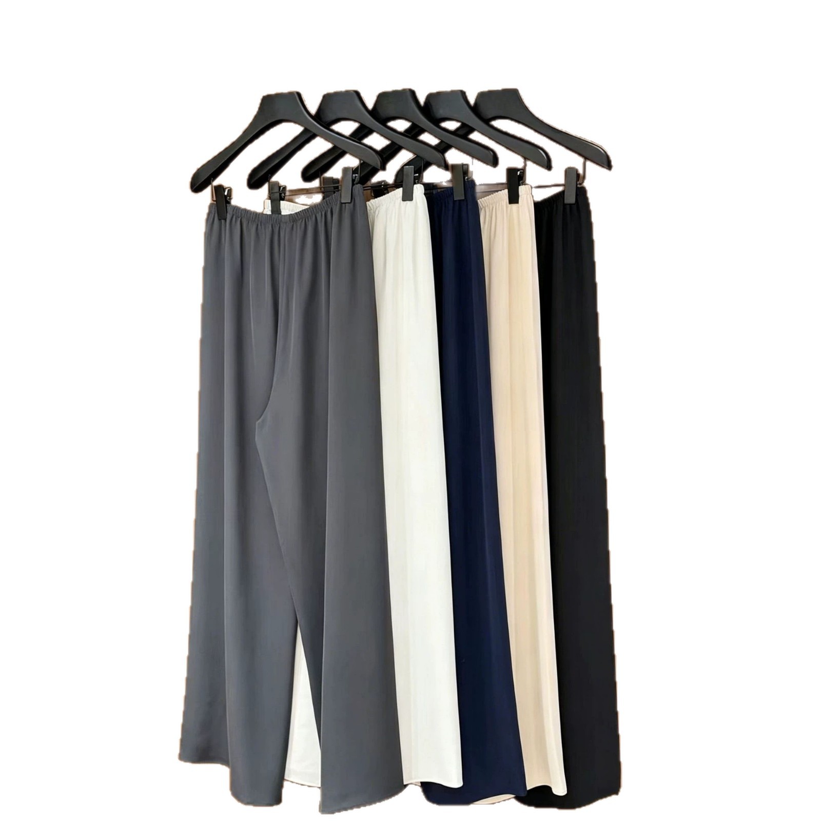 Women's Textured Twill Wide-Leg Casual Pants with Drape