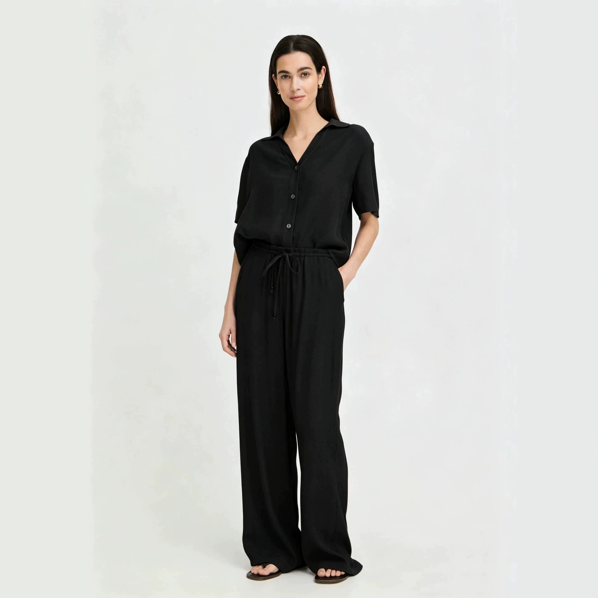 Women's V-Neck Short Sleeve Cardigan Top Set Casual Summer