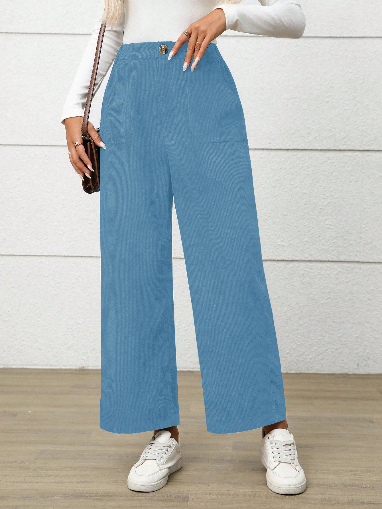 Corduroy Straight-Leg Casual Pants for Women