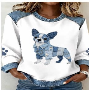Women's Striped Paw Print Tribal Graphic Crewneck Sweatshirt