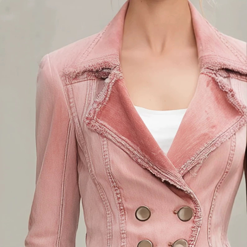 Pink Washed Slim Fit Denim Jacket