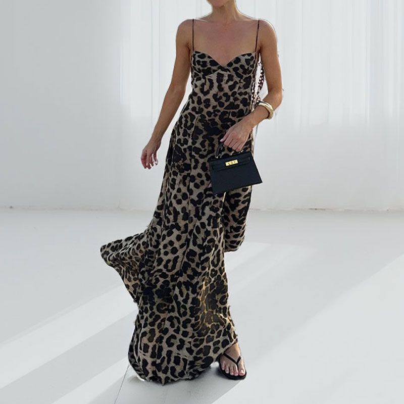Leopard Print Sleeveless Bodycon Midi Dress