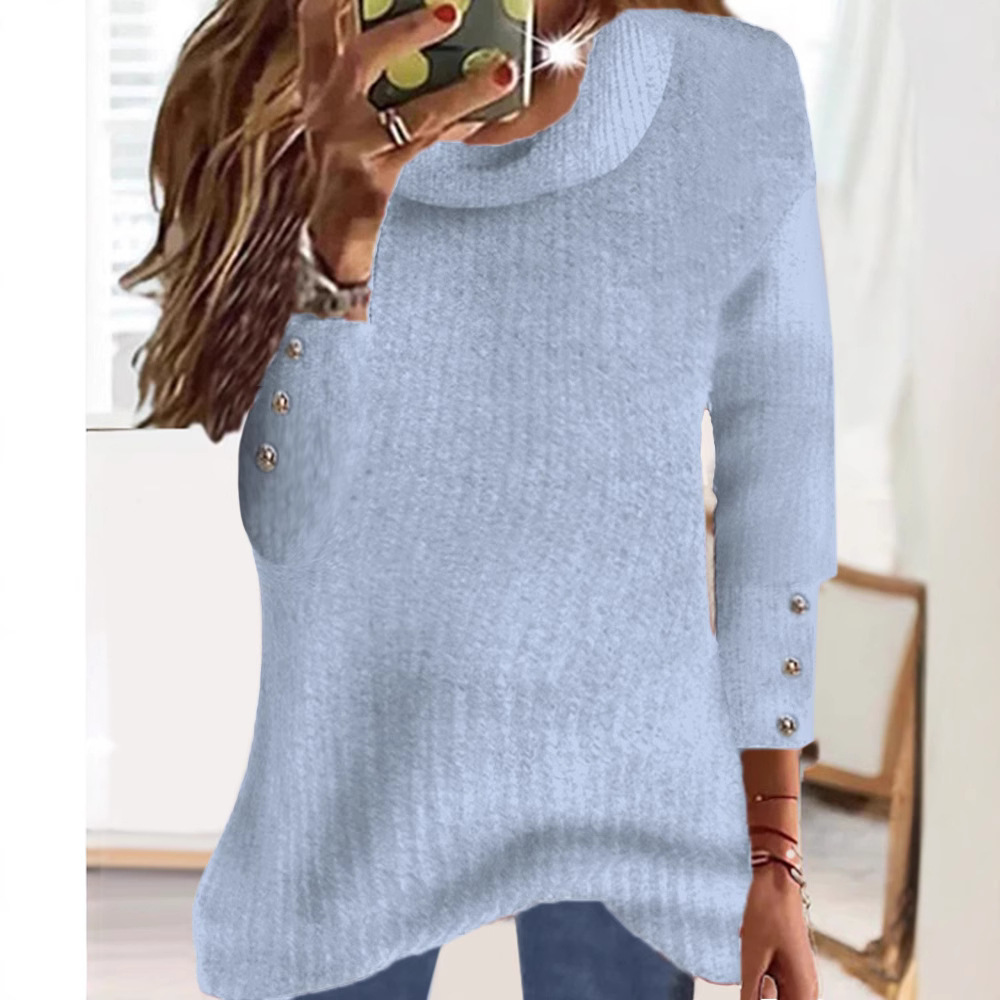 Women's High Neck Knit Sweatshirt Pullover