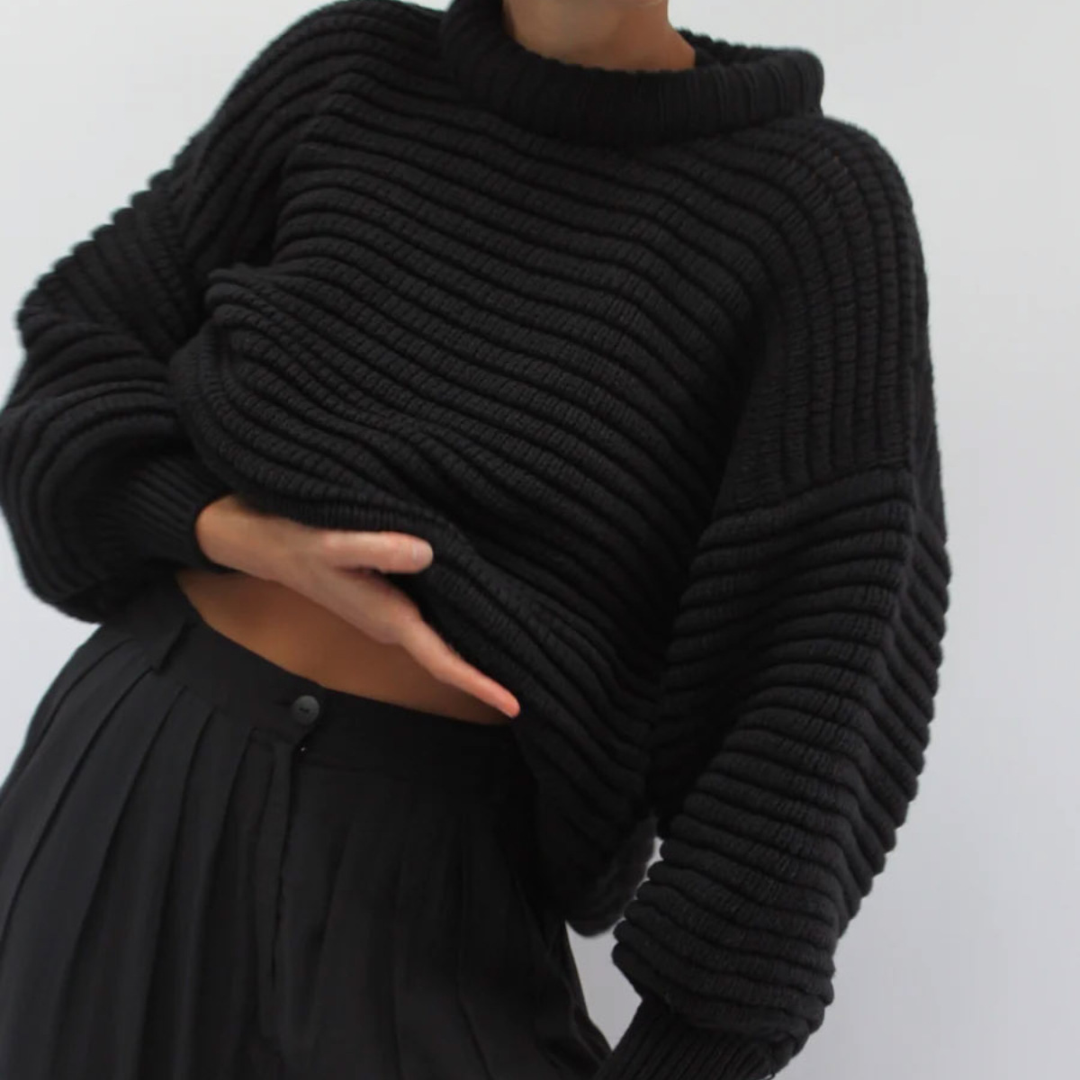 Striped & Solid Pullover Knit Sweater with Half Turtleneck