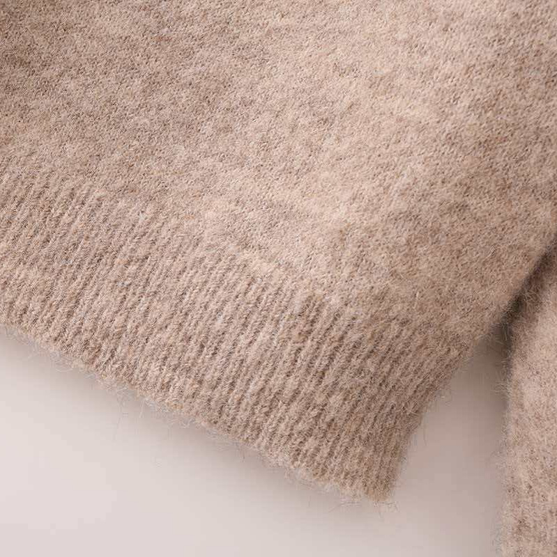 Women's Retro Diamond Light Brown Knit Top
