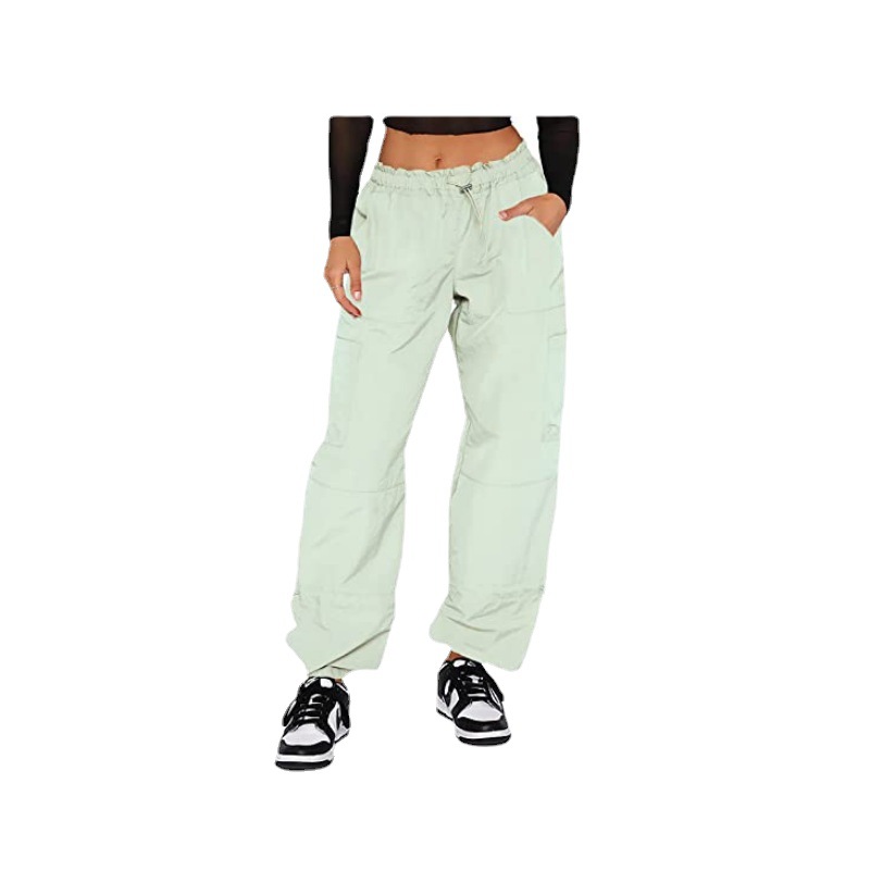 Women's Loose Drawstring Straight-Leg Cargo Pants with Pockets