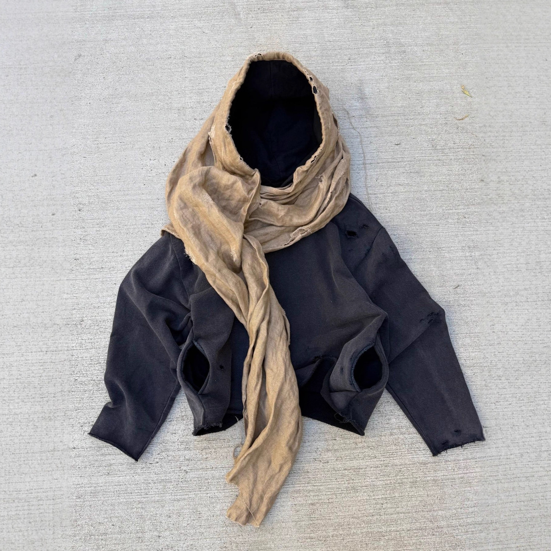 Women's Hooded Sweatshirt with Scarf Color Block Streetwear