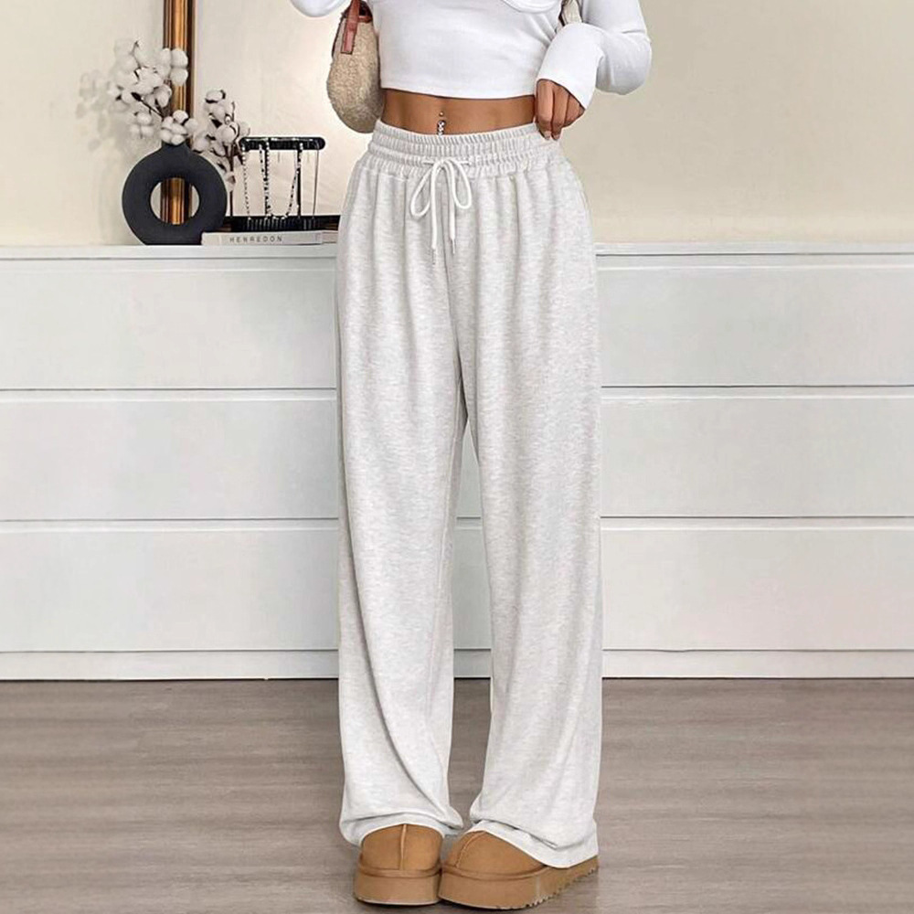 Women's Solid Color Wide-Leg Casual Pants Loose Slimming Commuter Trousers