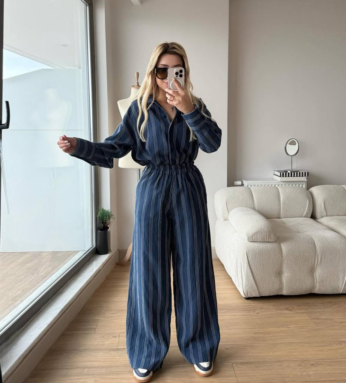Women's Vintage Tie-Waist Long Jumpsuit