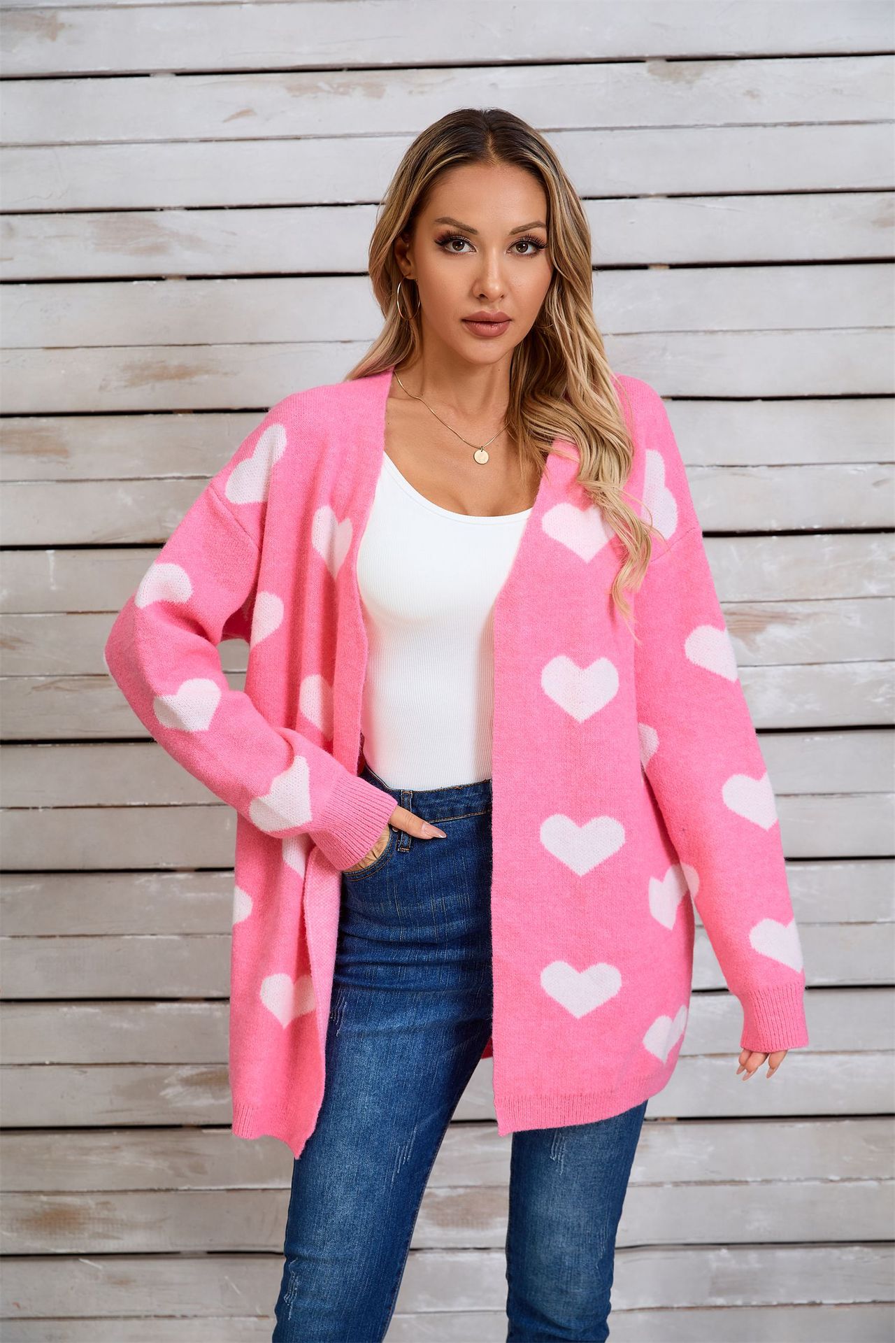 Heart Color-Block Knit Sweater