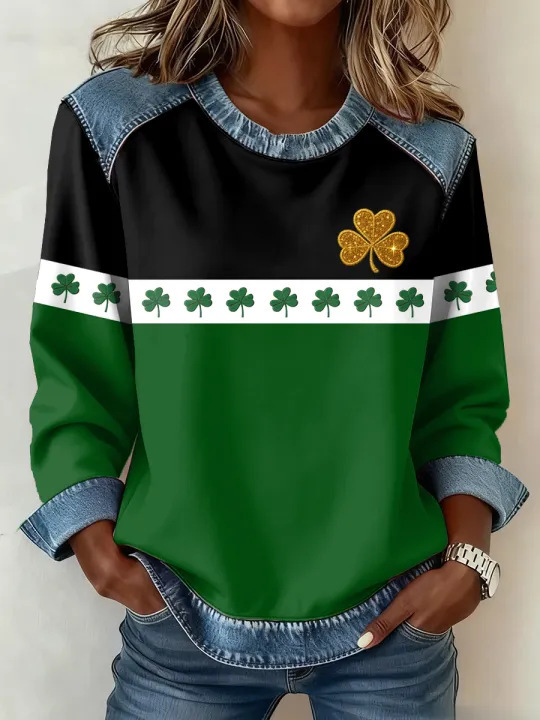 Women's Iris Floral Print Crewneck Sweatshirt