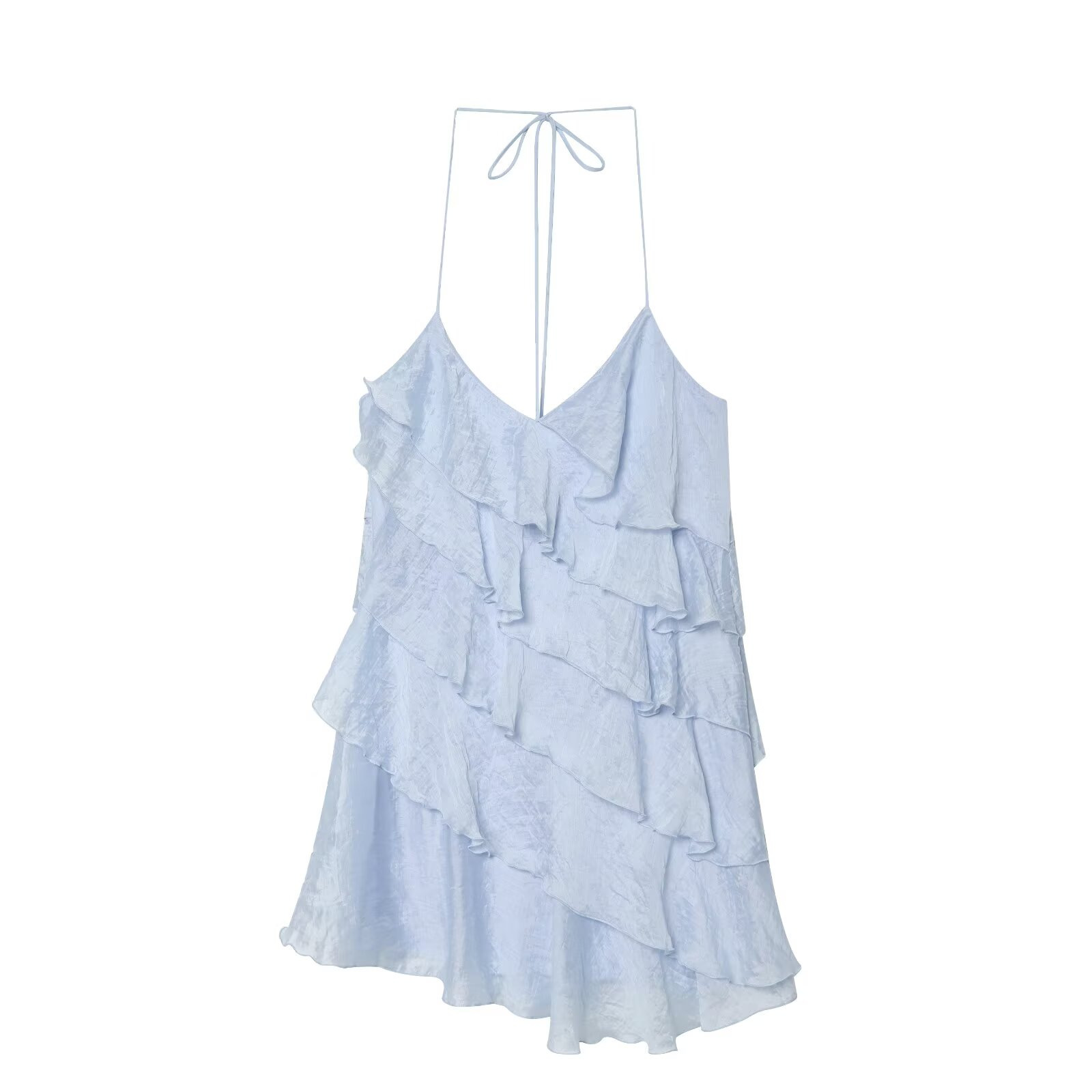 Women's Asymmetric Halter Neck Dress Solid Color Slim Fit