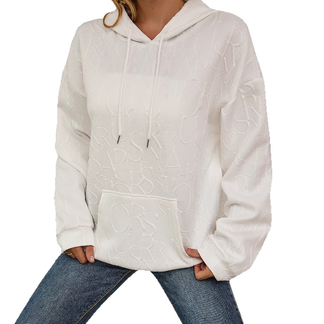 Women's Jacquard Hooded Long-Sleeve Pullover Sweatshirt