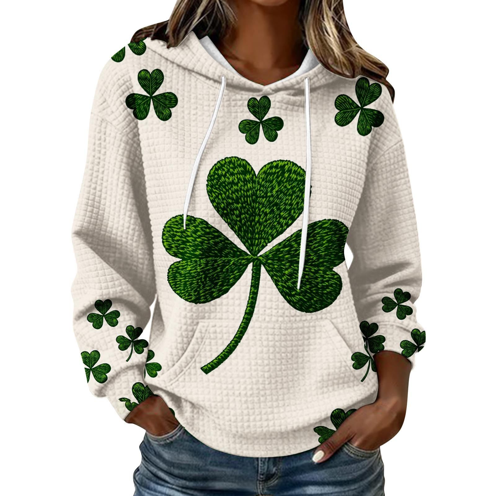 Women's Clover Cross Letter Print Hoodie