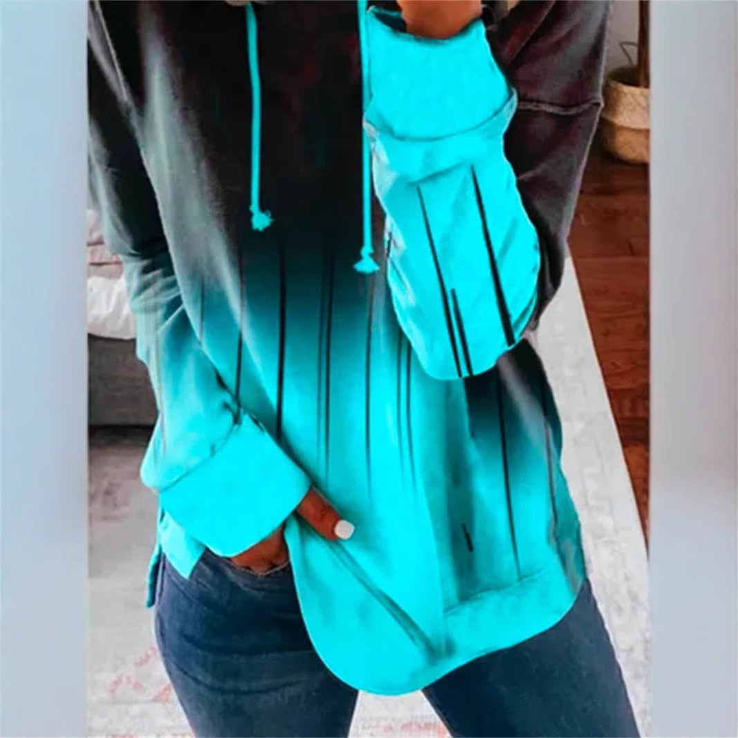 Women's Gradient Print Crewneck Loose Casual Sweatshirt