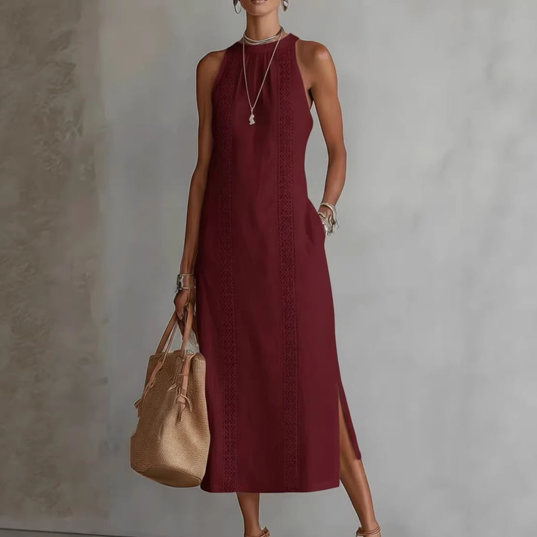 Women's Solid Color Loose Long Shirt Dress Casual