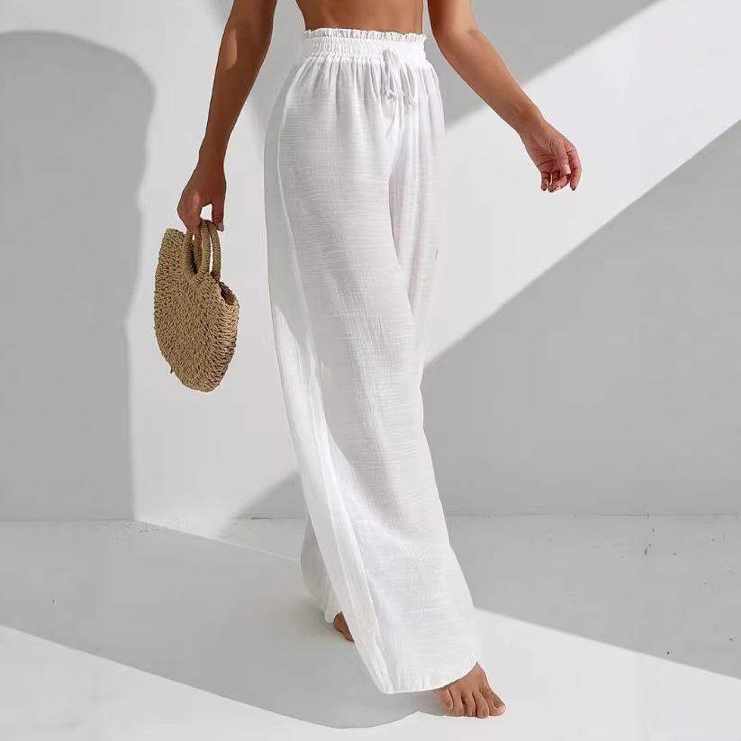 Women's Solid Color Wide-Leg Pants Casual Loose Fit Commuter Trousers