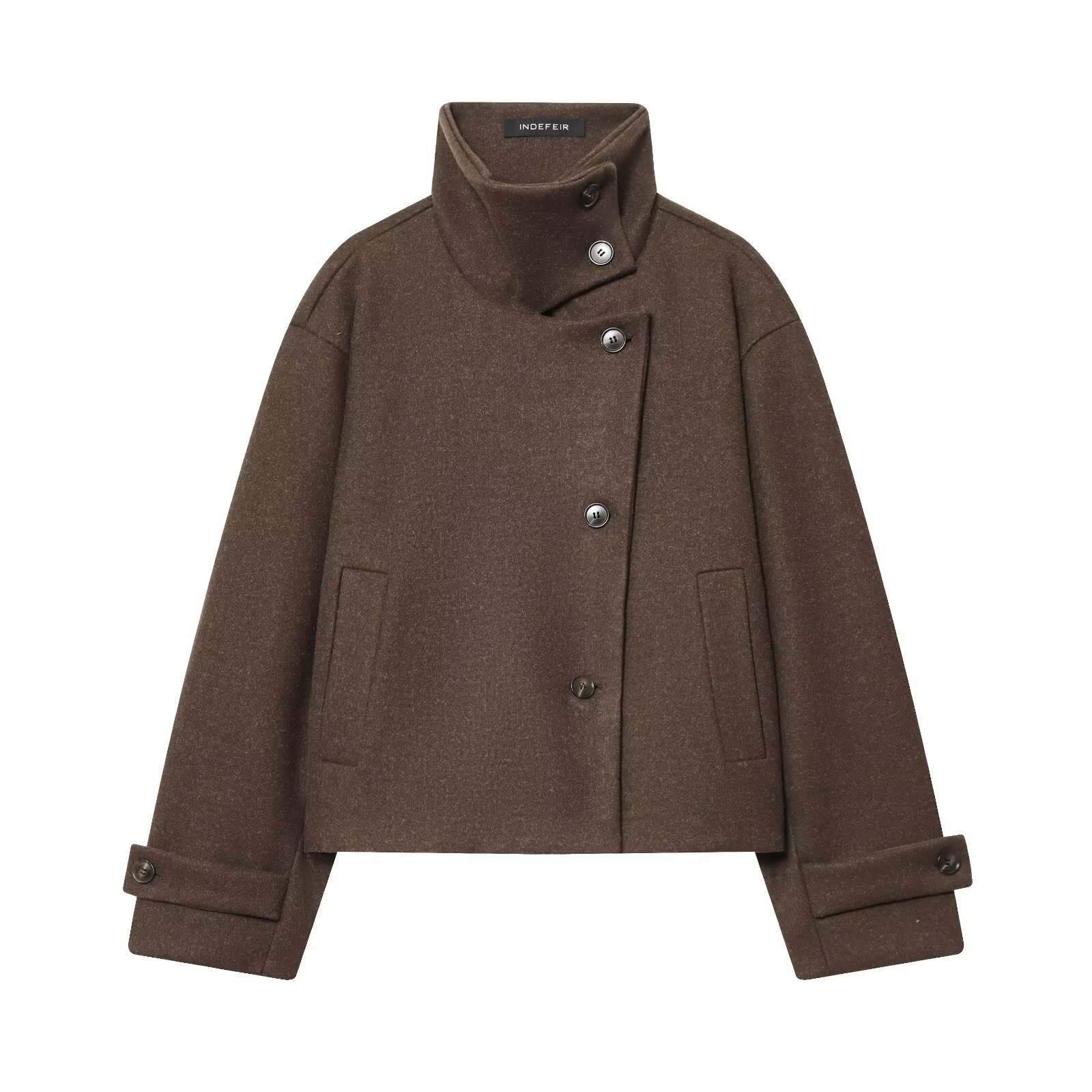 Women's Stand Collar Single-Breasted Jacket Coat
