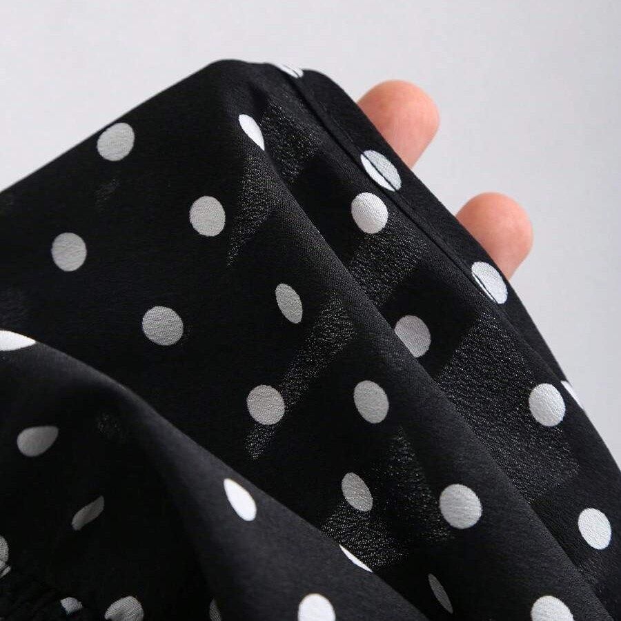 Women's Sleeveless Halter Polka Dot Tie-Back A-Line Mini Dress