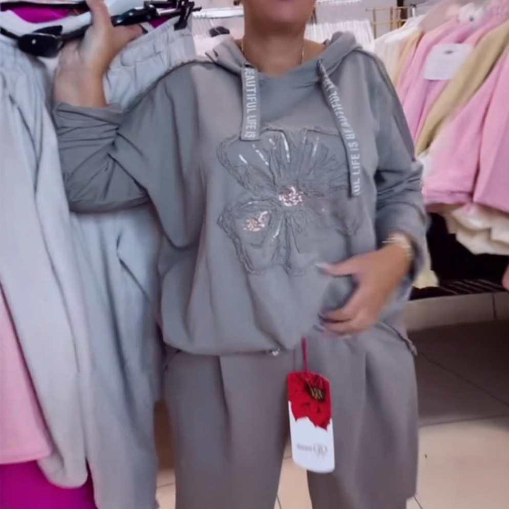Women's Solid Color Hoodie and Sweatpants Set Casual Loose Fit
