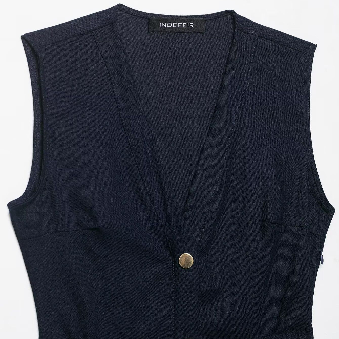 Women's Belted Midi Dress with Collar Sleeveless Solid Color