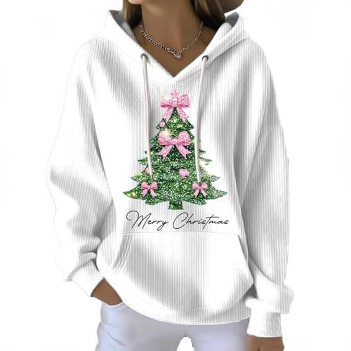 Women's Bow Christmas Tree Letter Print Hoodie