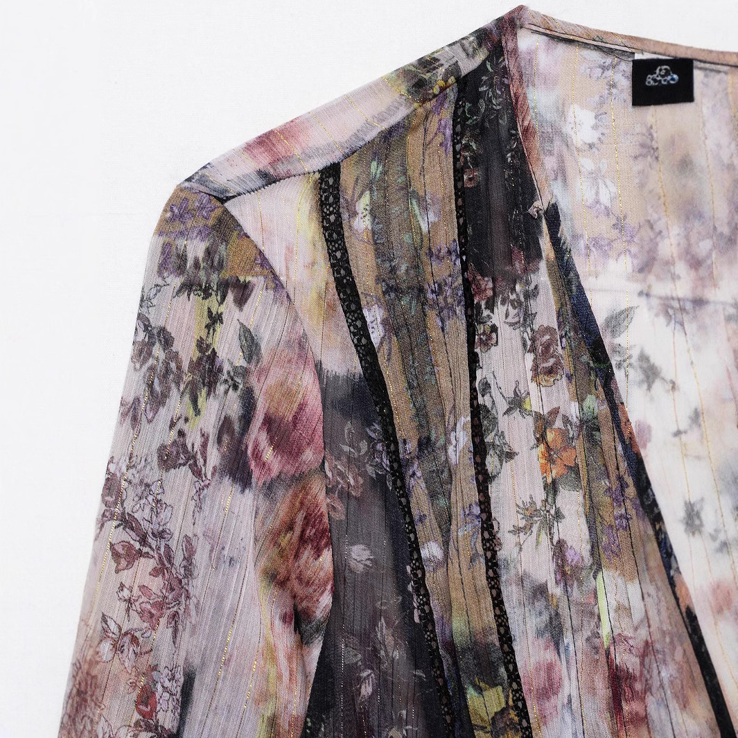 Women's Vintage Floral Print Long Sleeve Dress with Collar