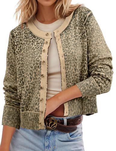 Women's Polka Dot Print Button Cardigan Sweater