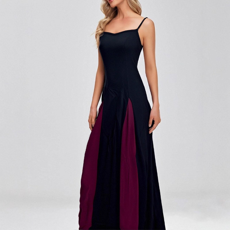 Women's Color-Block Sleeveless A-Line Maxi Dress with Cinched Waist