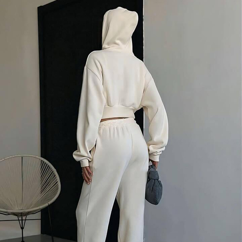 Women's Casual Zip-Up Hoodie and Drawstring Pants Two-Piece Set