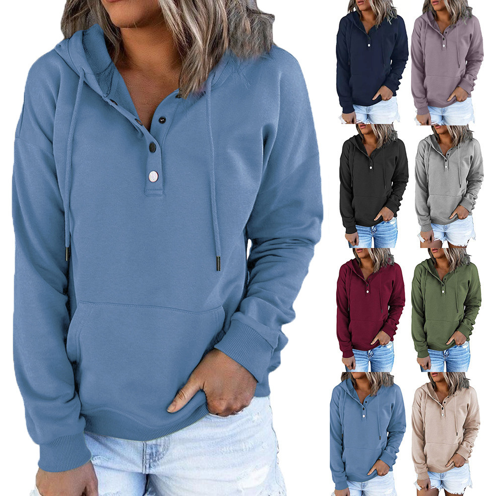 Women's Long-Sleeve Loose Hooded Sweatshirt