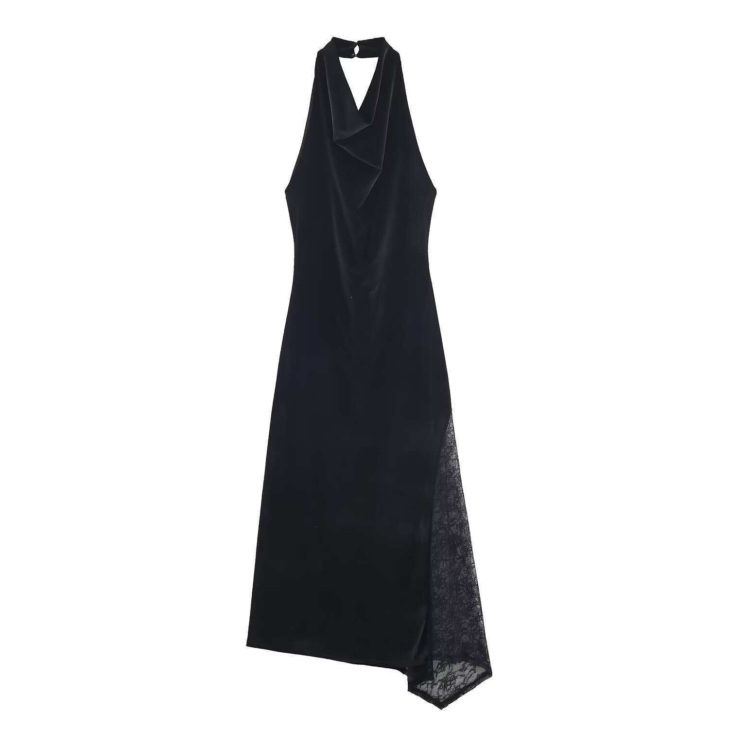 Elegant Open-Back Velvet Bodycon Dress Sleeveless Round Neck Long