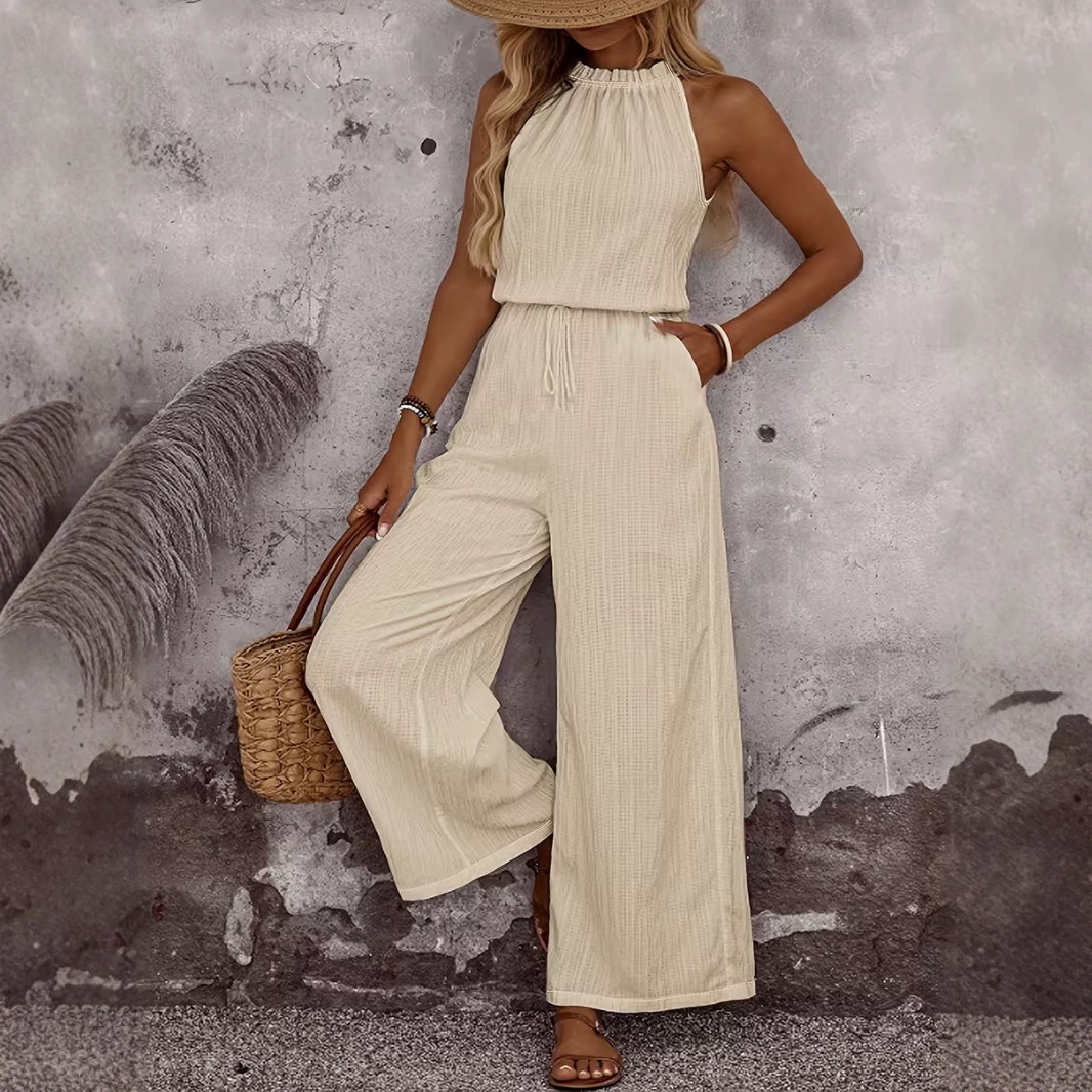 Women's Elegant Draped-Neck Vest and Pants Set