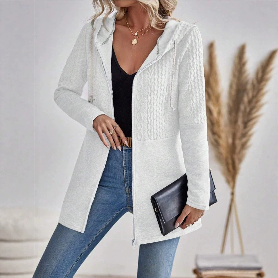 Women's Colorblock Drawstring Hooded Zip Jacket