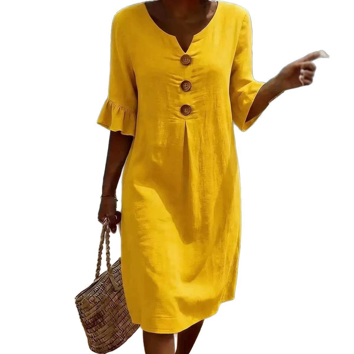 Women's V-Neck Ruffle Sleeve Dress Top