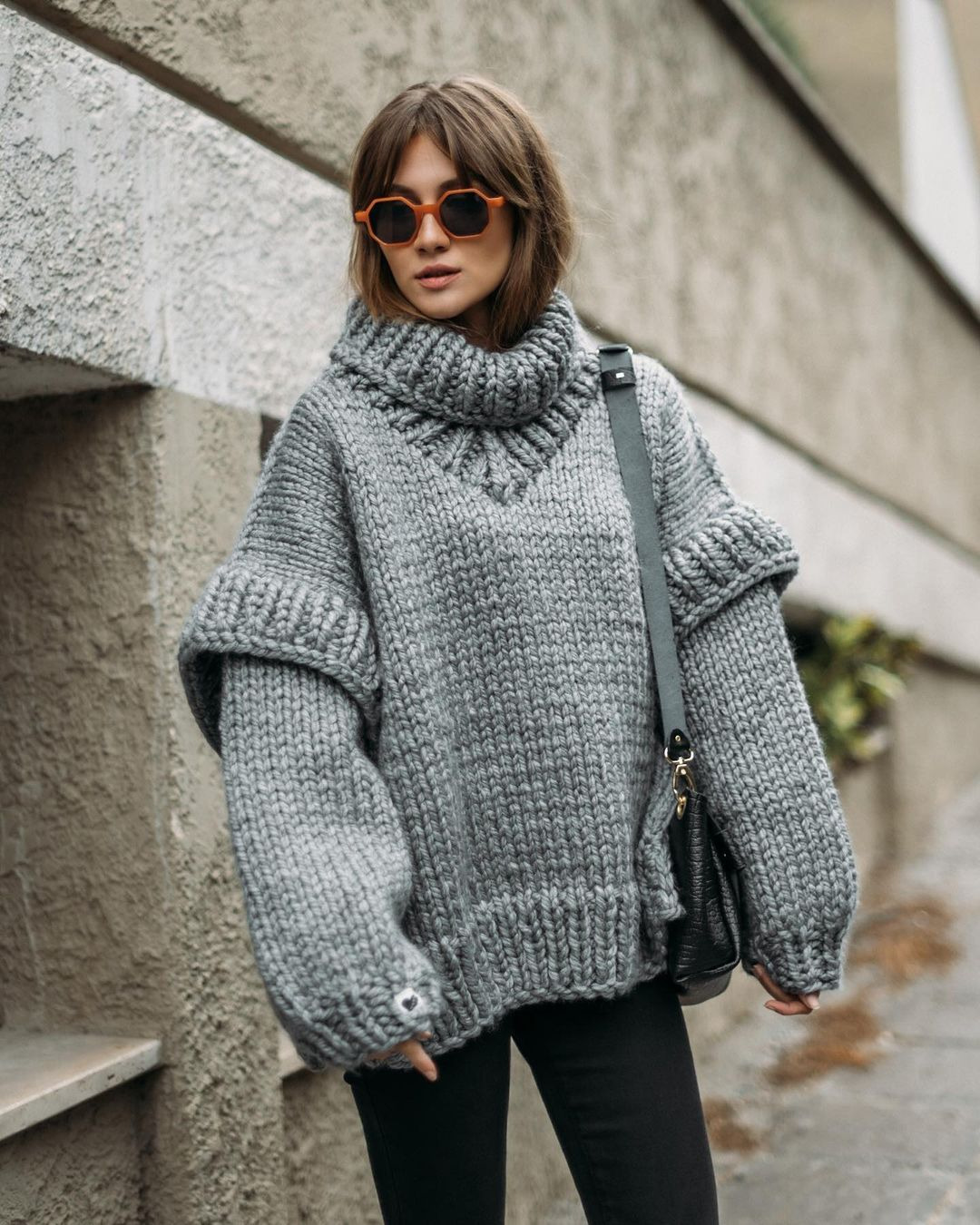 Fluffy High Neck Pullover Sweater Long Sleeve Knit Top